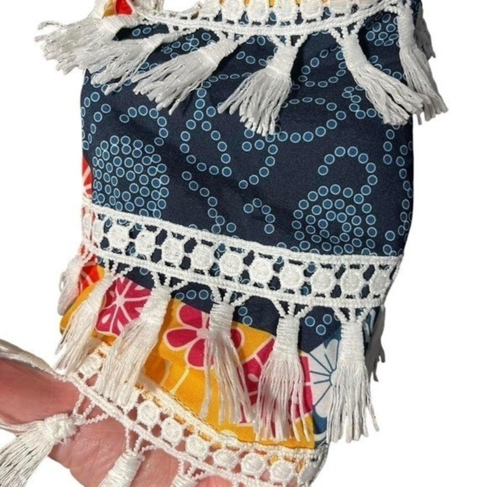 Boho patchwork off shoulder dress with fringe hem. 2XL - Picture 4 of 5